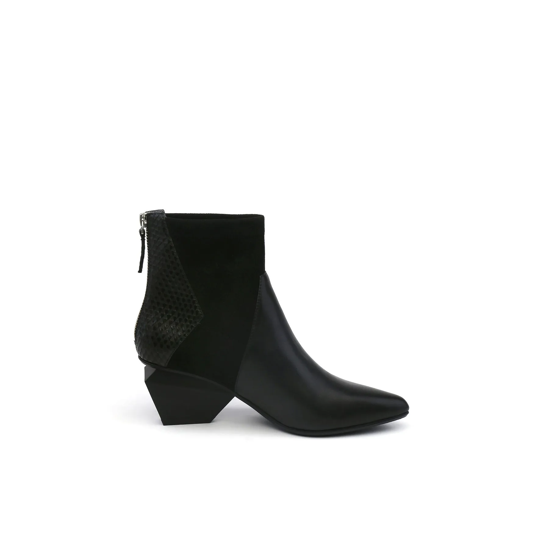 Ankle High Zip Back Leather Boots
