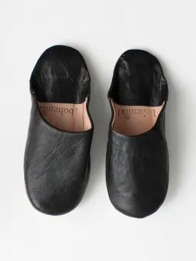 Bohemia Men's Leather Babouche Slippers, Black