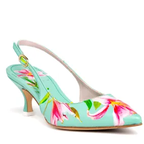 Cancun Green Floral Printed Leather