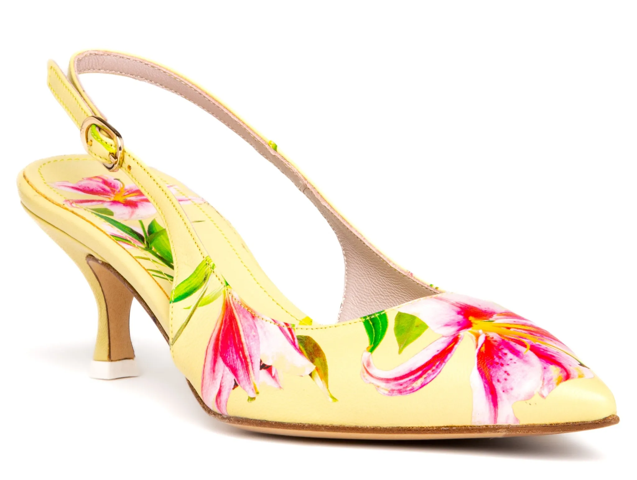 Cancun Green Floral Printed Leather