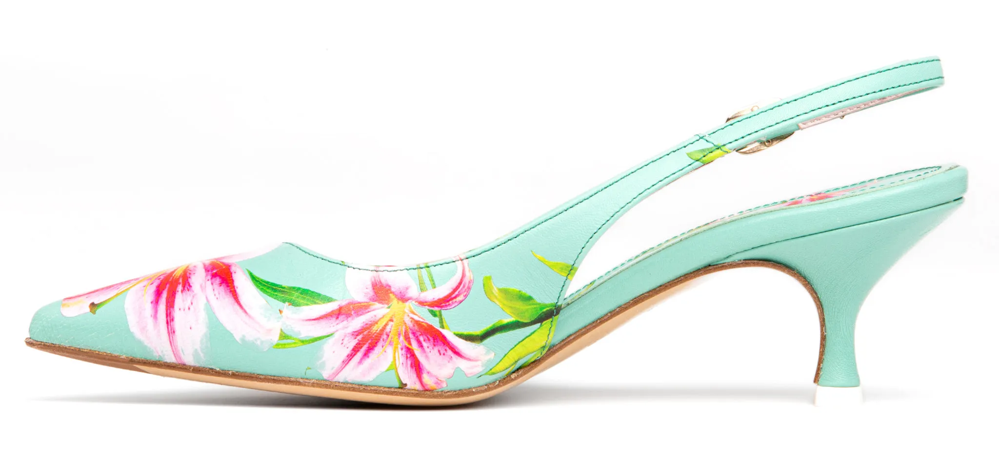 Cancun Green Floral Printed Leather