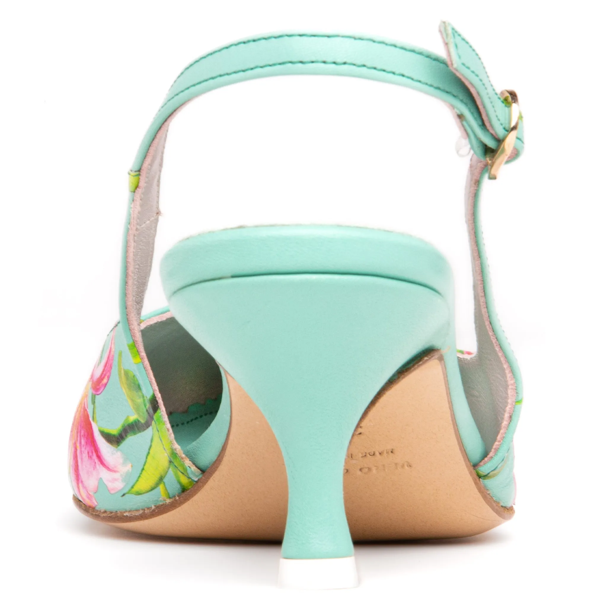 Cancun Green Floral Printed Leather