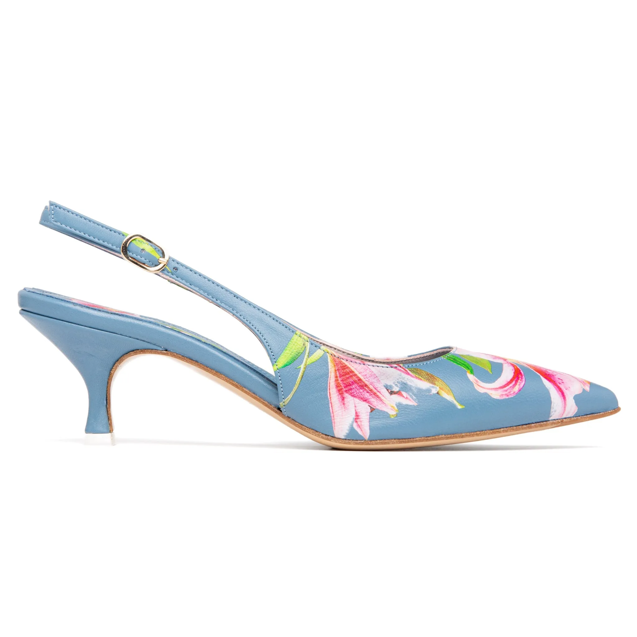 Cancun Green Floral Printed Leather