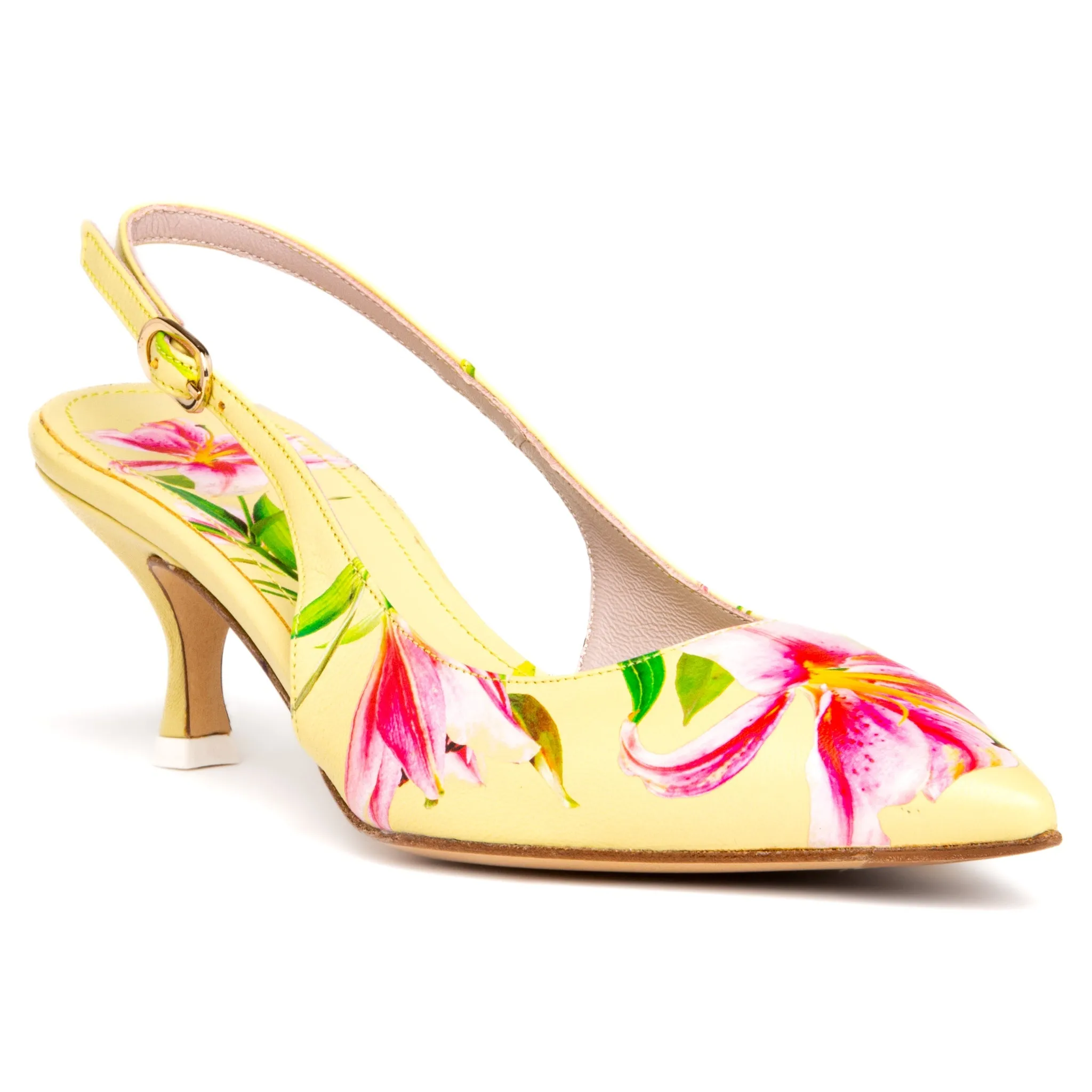 Cancun Green Floral Printed Leather