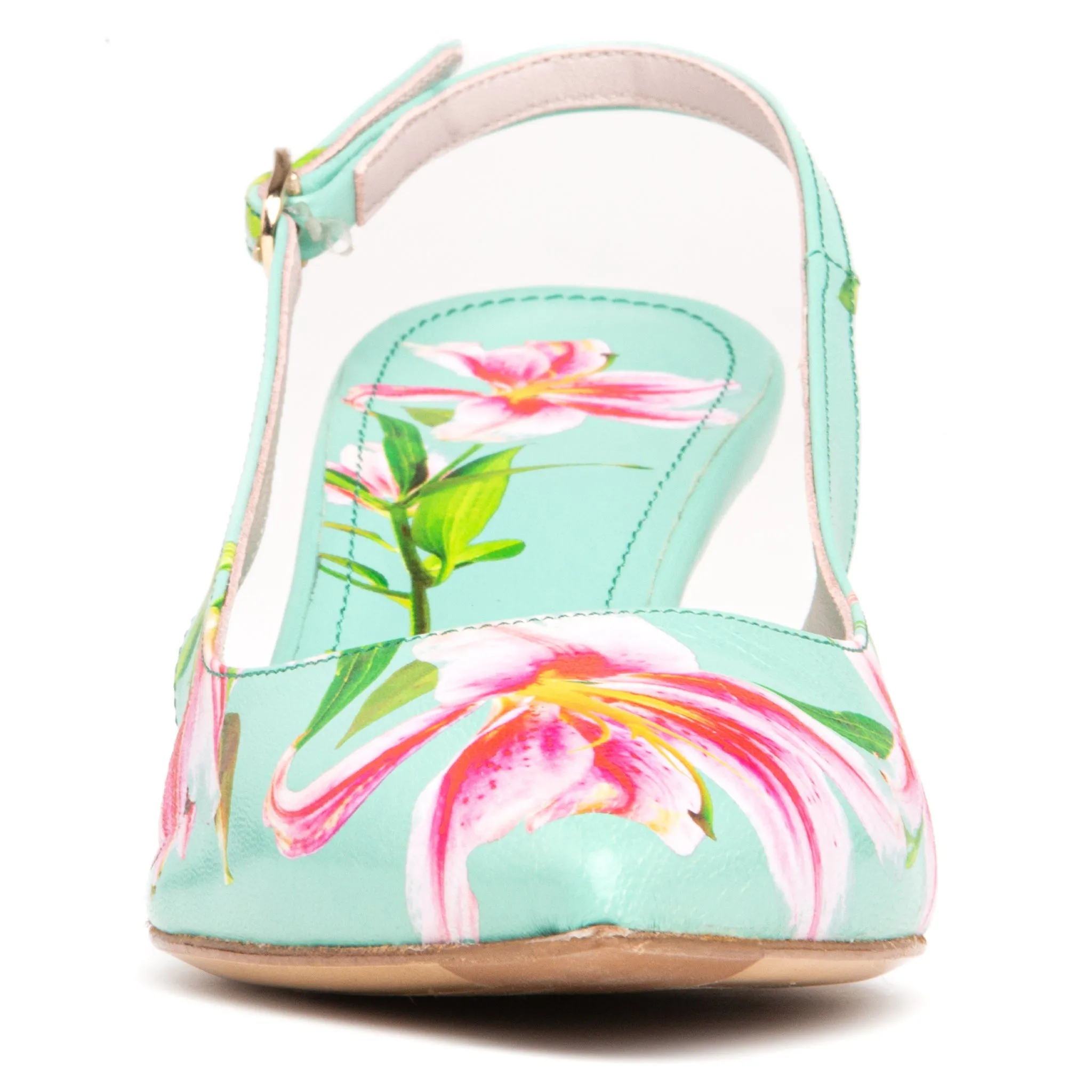 Cancun Green Floral Printed Leather