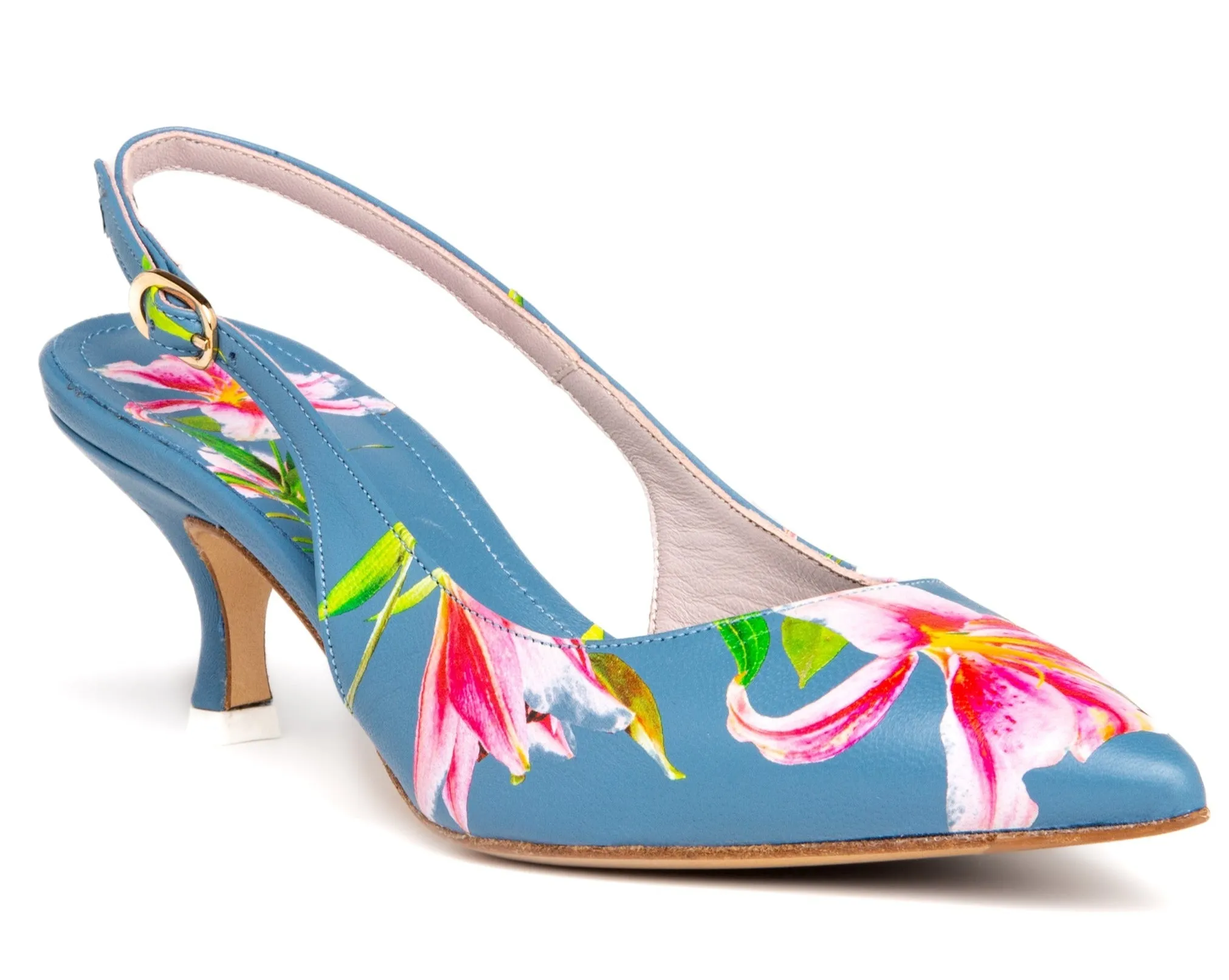Cancun Green Floral Printed Leather