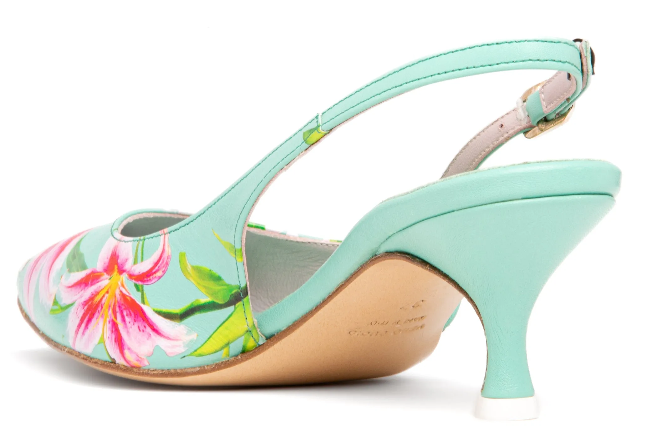Cancun Green Floral Printed Leather