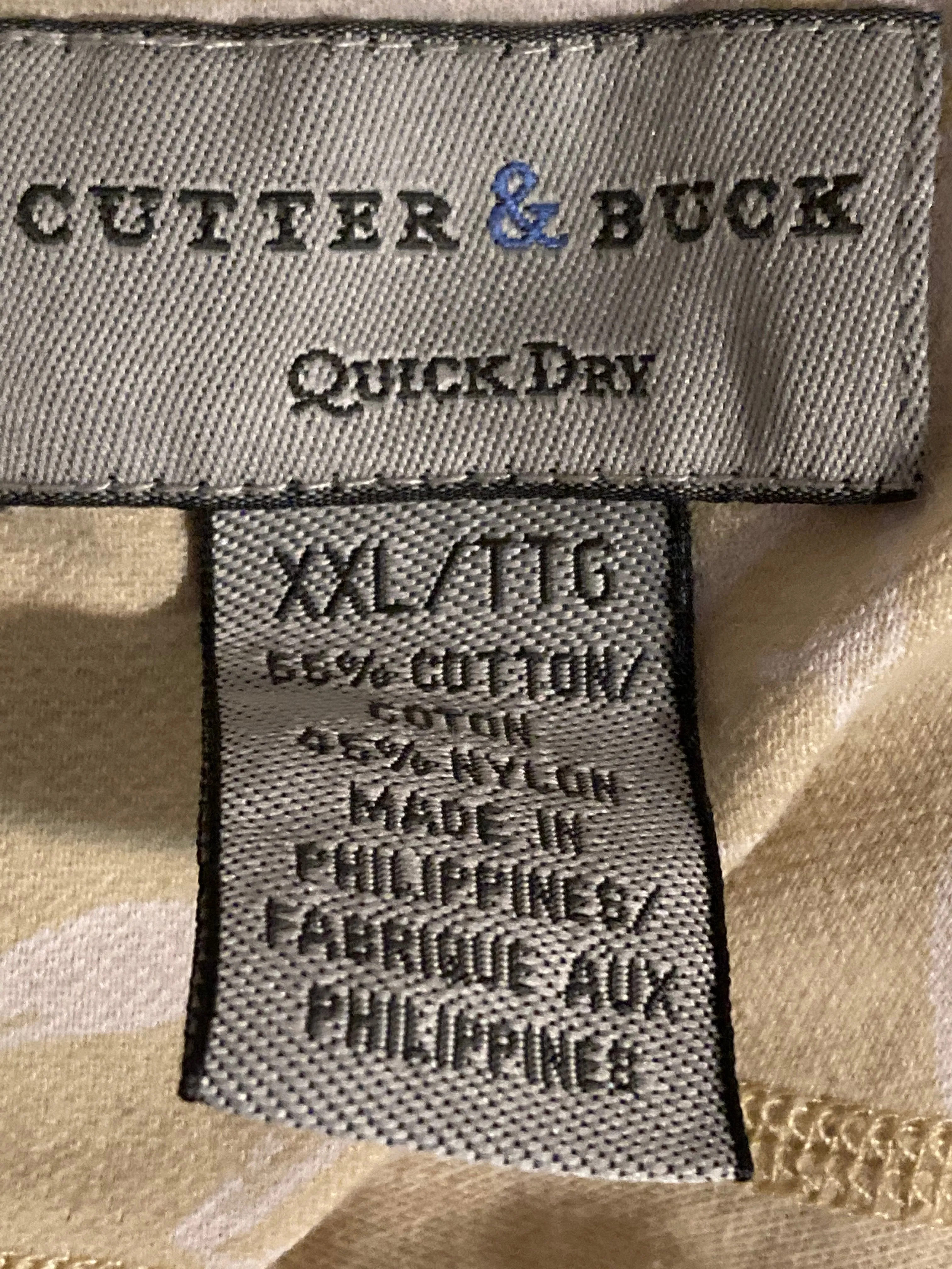 CUTTER & BUCK HAWAIIAN STYLE QUICK DRY Adult T-Shirt Tee Shirt XXL 2XL Beige Polo