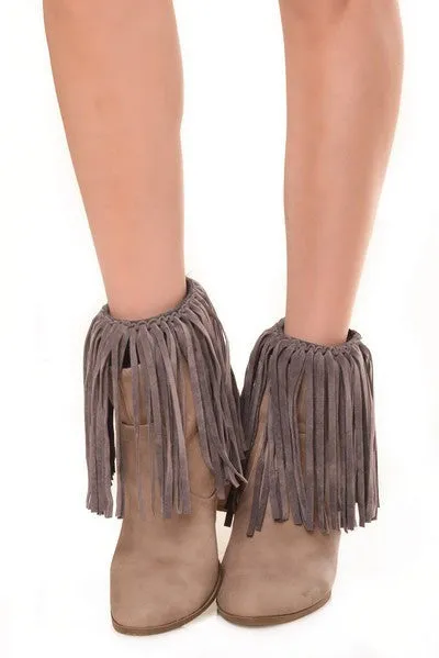 Faux Suede Fringe Boot Cover