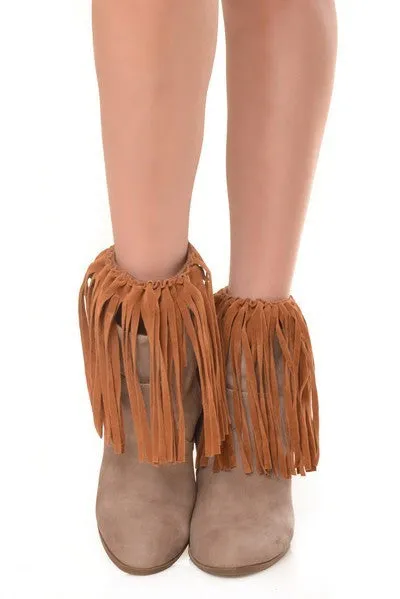Faux Suede Fringe Boot Cover