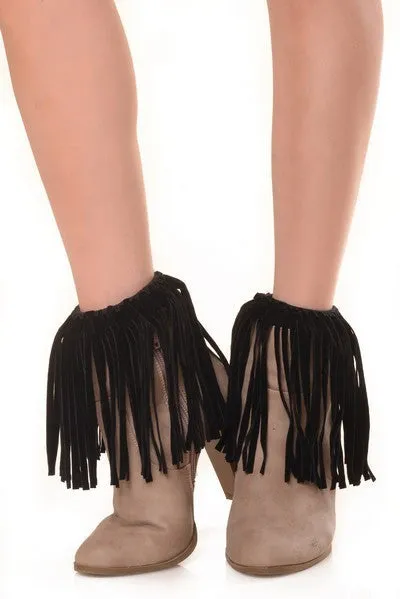 Faux Suede Fringe Boot Cover