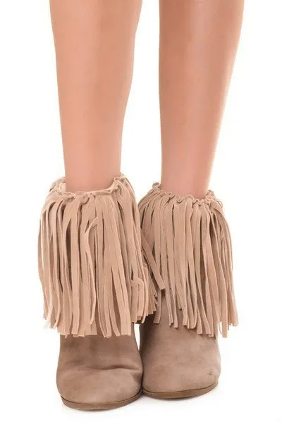 Faux Suede Fringe Boot Cover