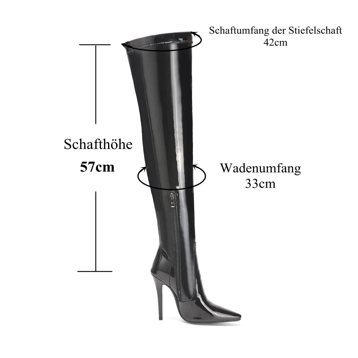 Glitter Patent Stiletto Overknee Stretch Boots