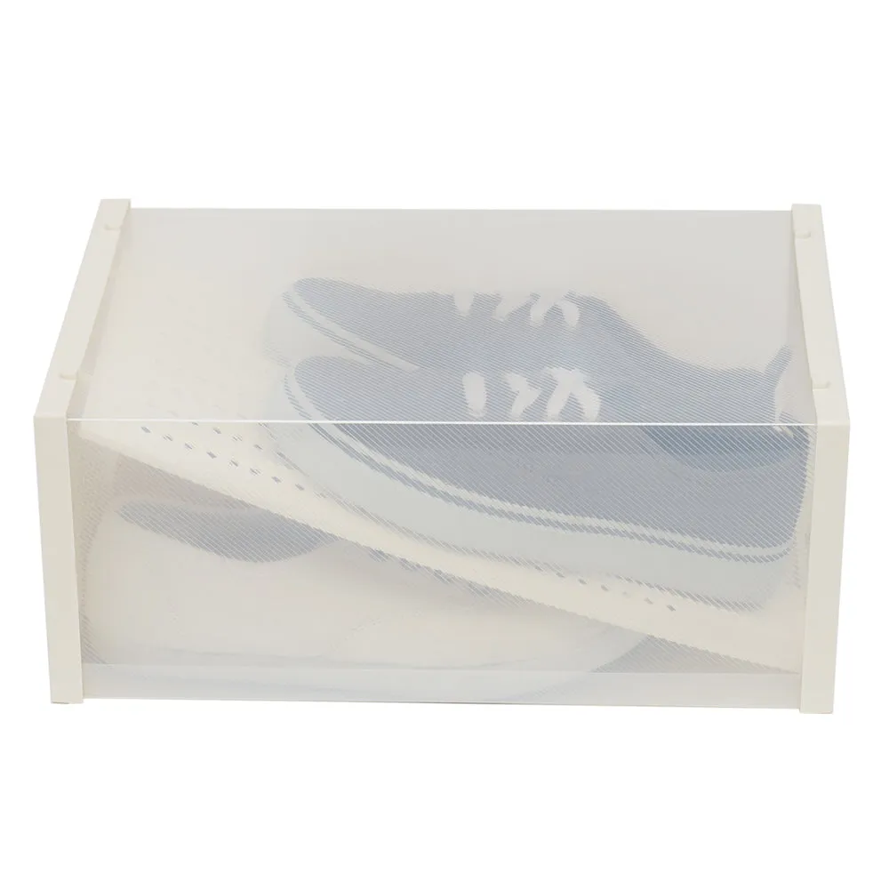 Home Basics Plastic 2 Pair Shoe Box With Divider, Clear, 13.75x9.5x6 Inches
