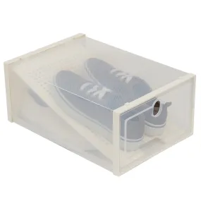 Home Basics Plastic 2 Pair Shoe Box With Divider, Clear, 13.75x9.5x6 Inches