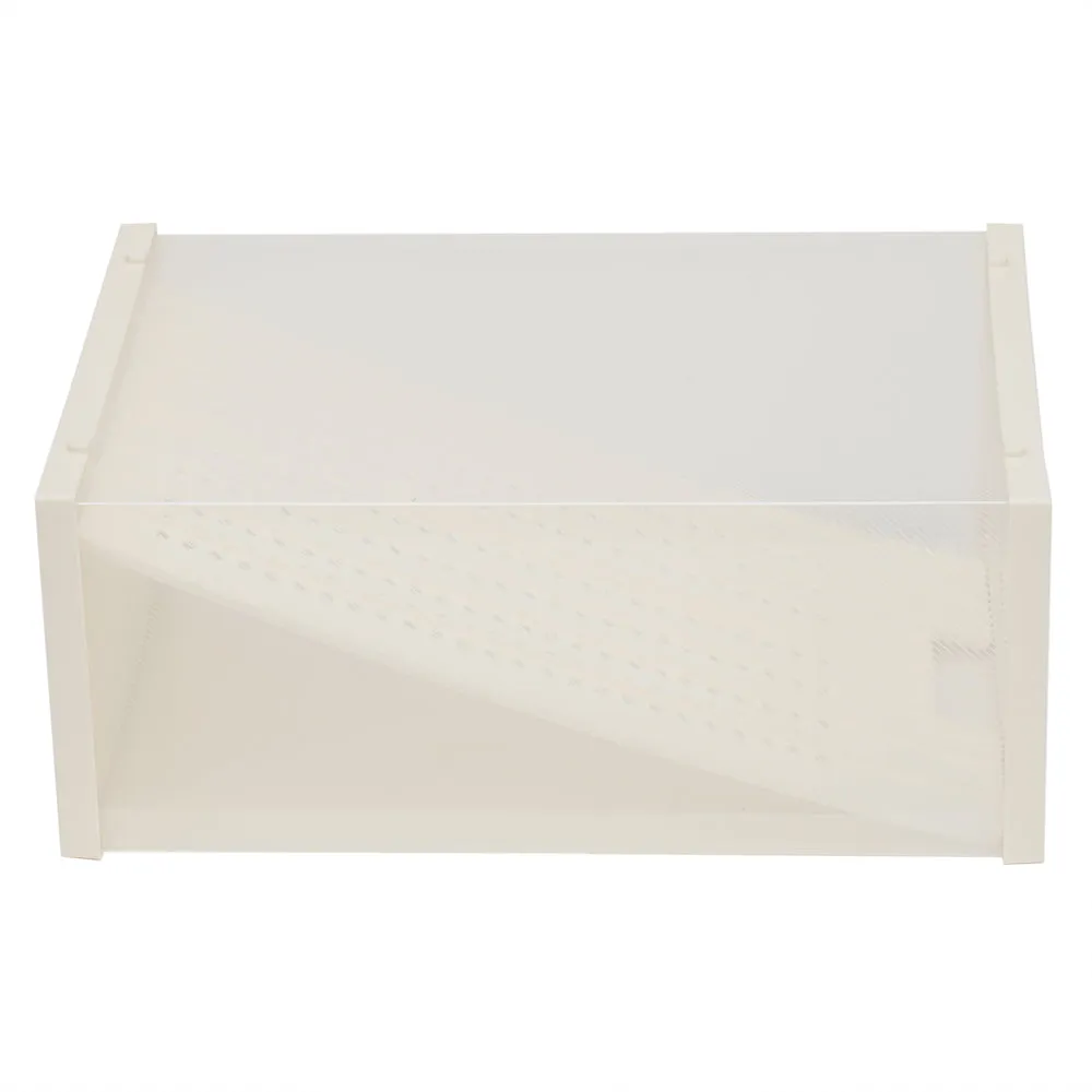 Home Basics Plastic 2 Pair Shoe Box With Divider, Clear, 13.75x9.5x6 Inches