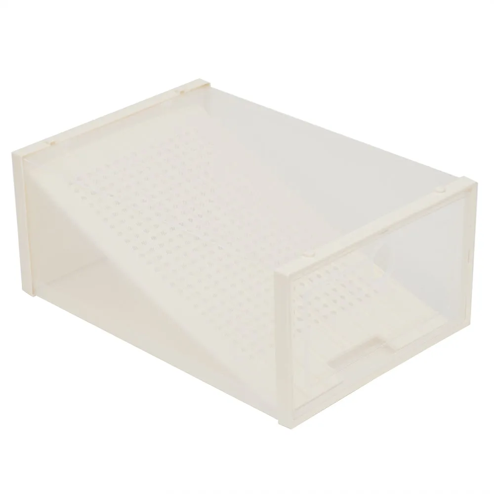 Home Basics Plastic 2 Pair Shoe Box With Divider, Clear, 13.75x9.5x6 Inches