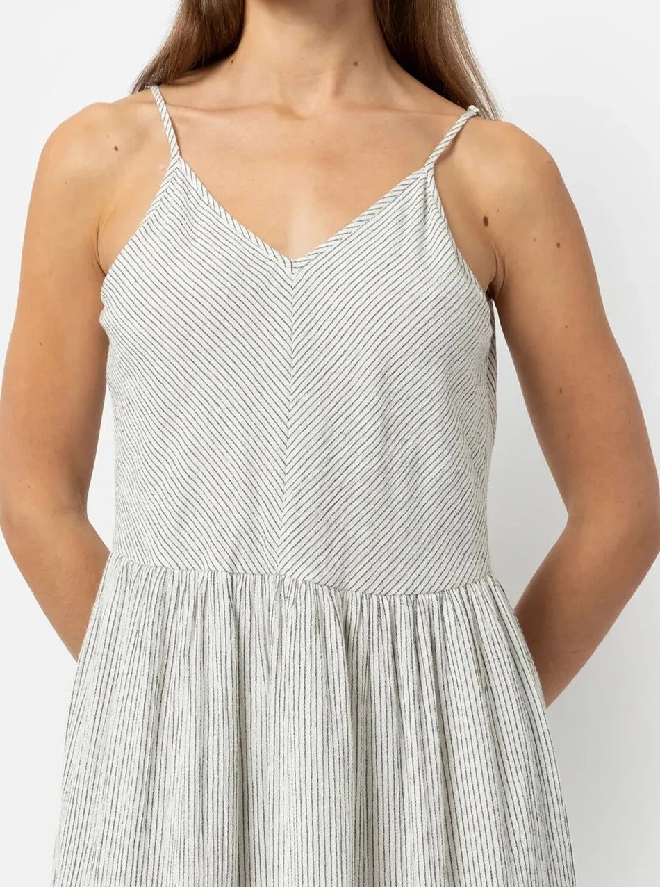 JANA LONG DRESS | WHITE & BLUE STRIPES
