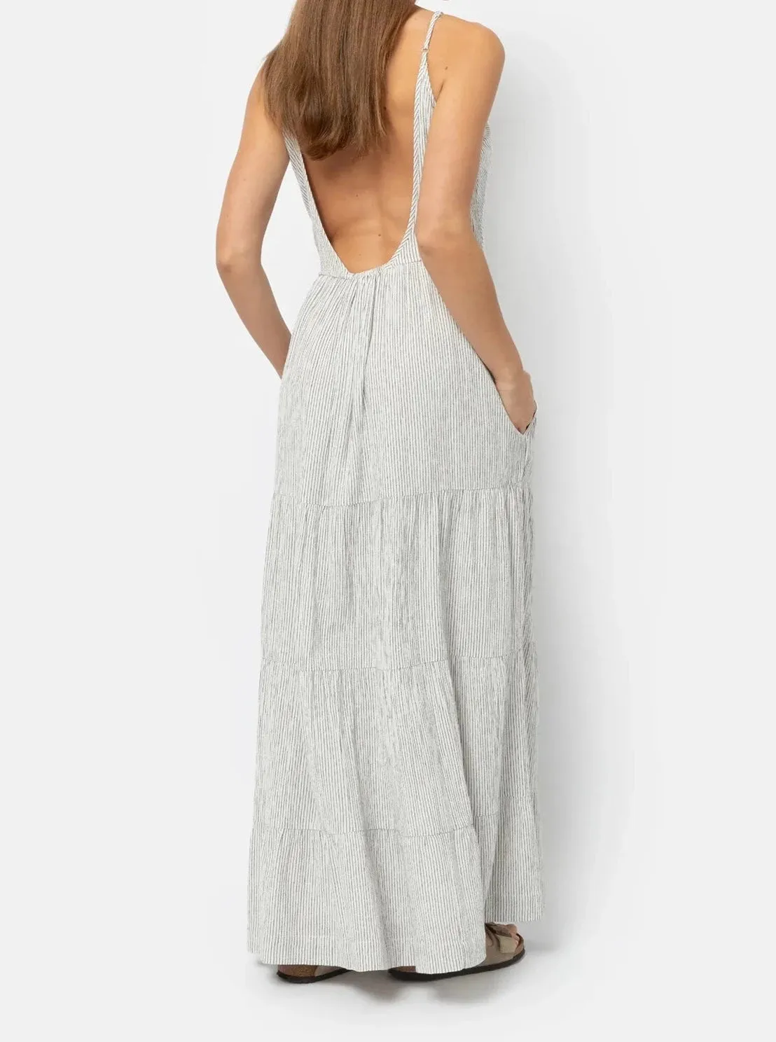 JANA LONG DRESS | WHITE & BLUE STRIPES