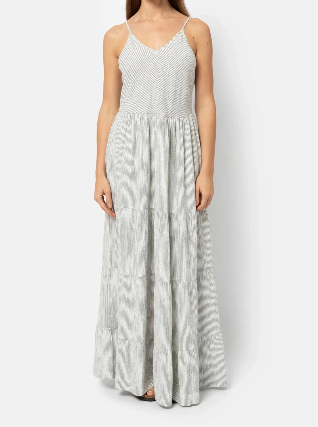 JANA LONG DRESS | WHITE & BLUE STRIPES