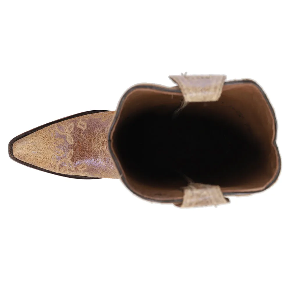 Ld Brown Embroidery Snip Toe Cowboy Boots