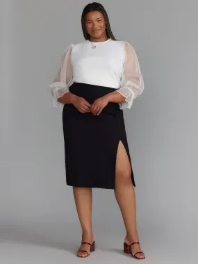 Plus Side Slit Ponte Midi Skirt