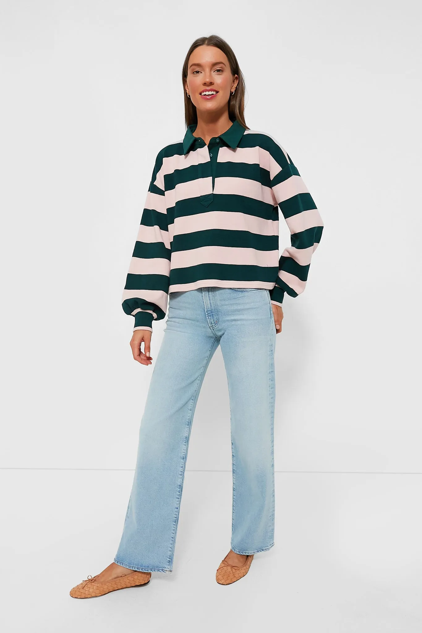 Powder Pink Stripe Cotton Warren Rugby Shirt