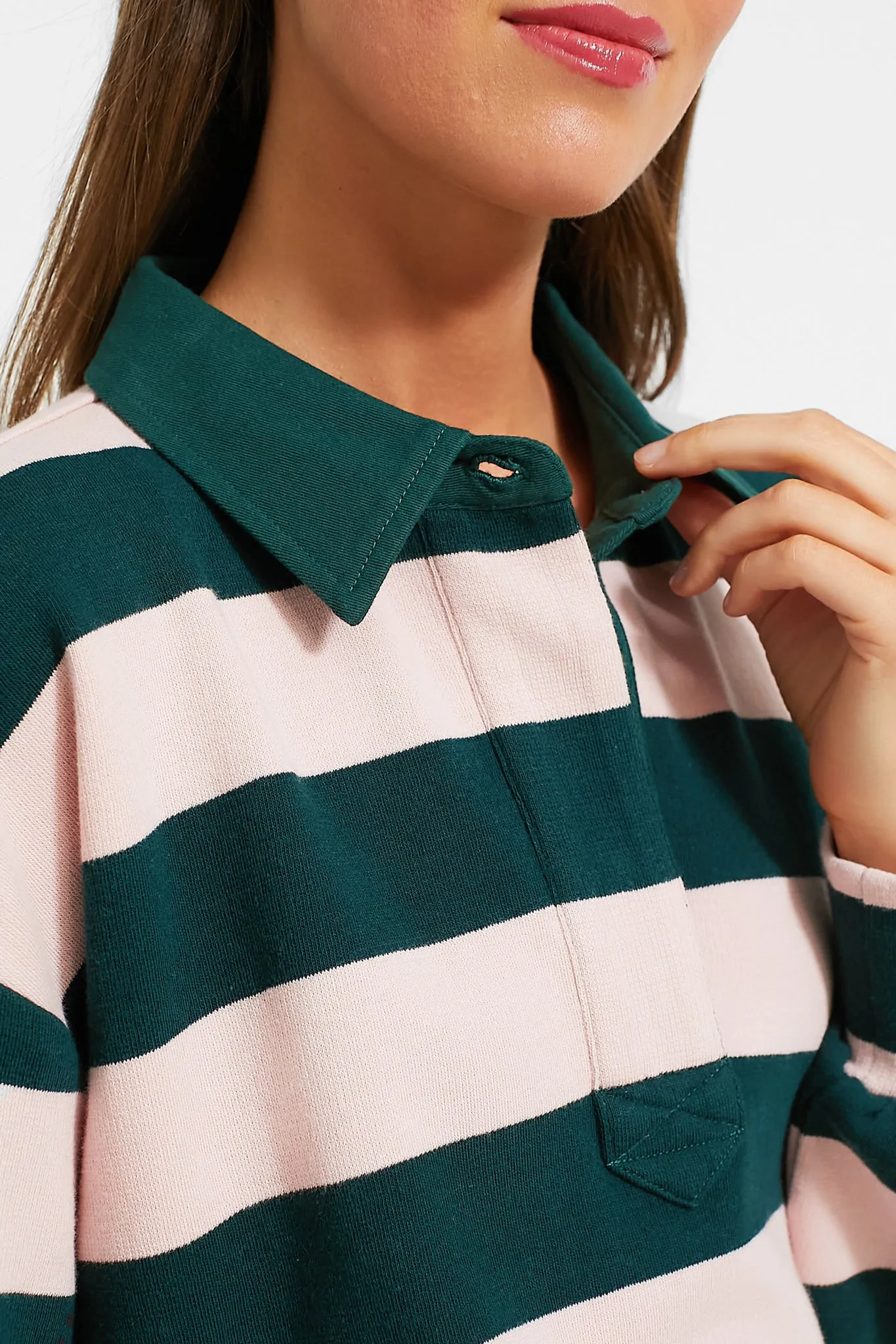 Powder Pink Stripe Cotton Warren Rugby Shirt