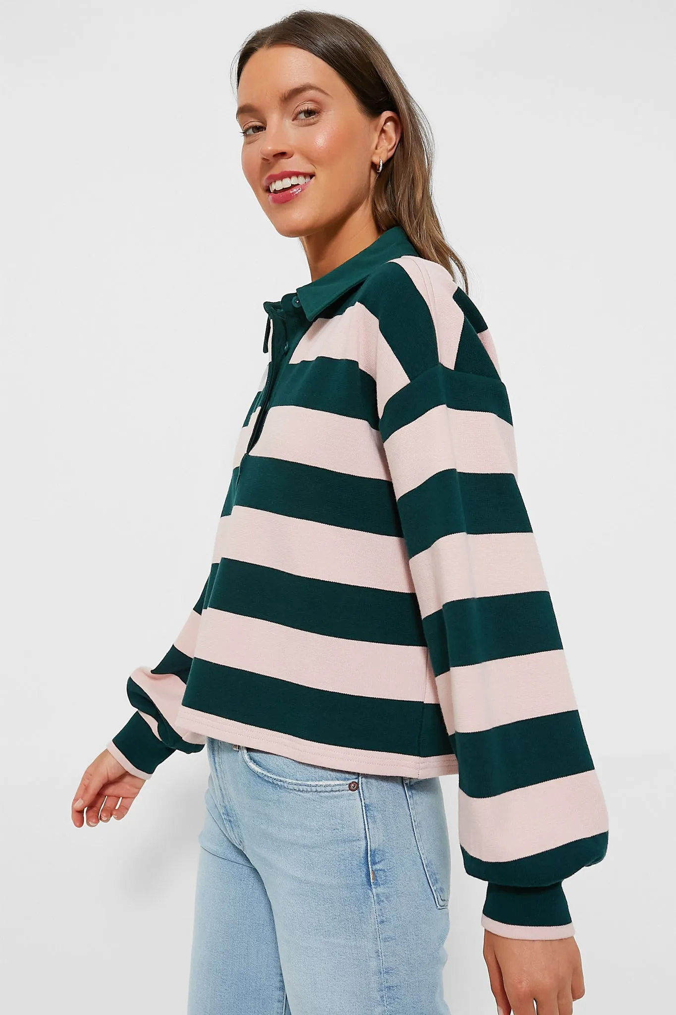 Powder Pink Stripe Cotton Warren Rugby Shirt