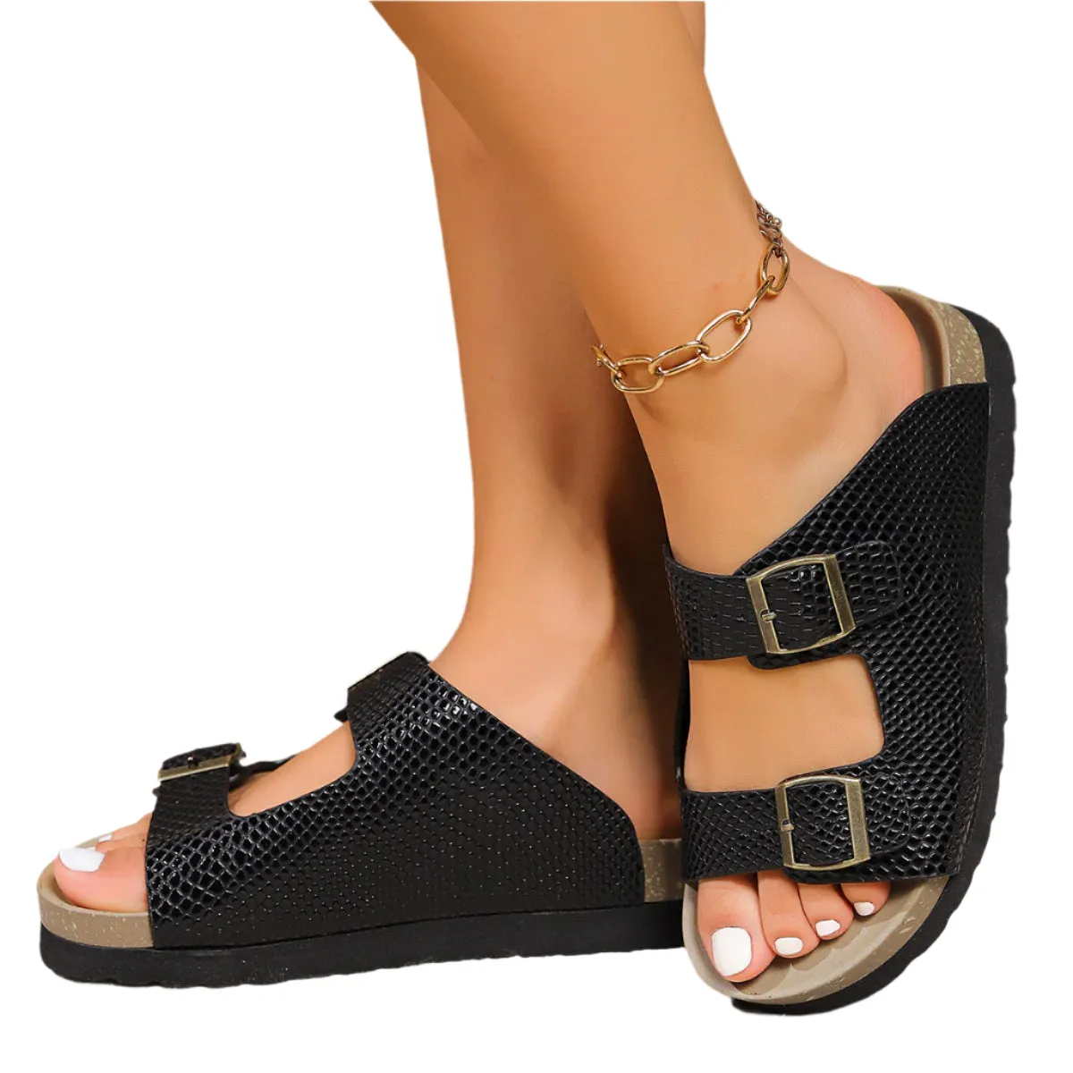 PU Leather Buckle Sandals