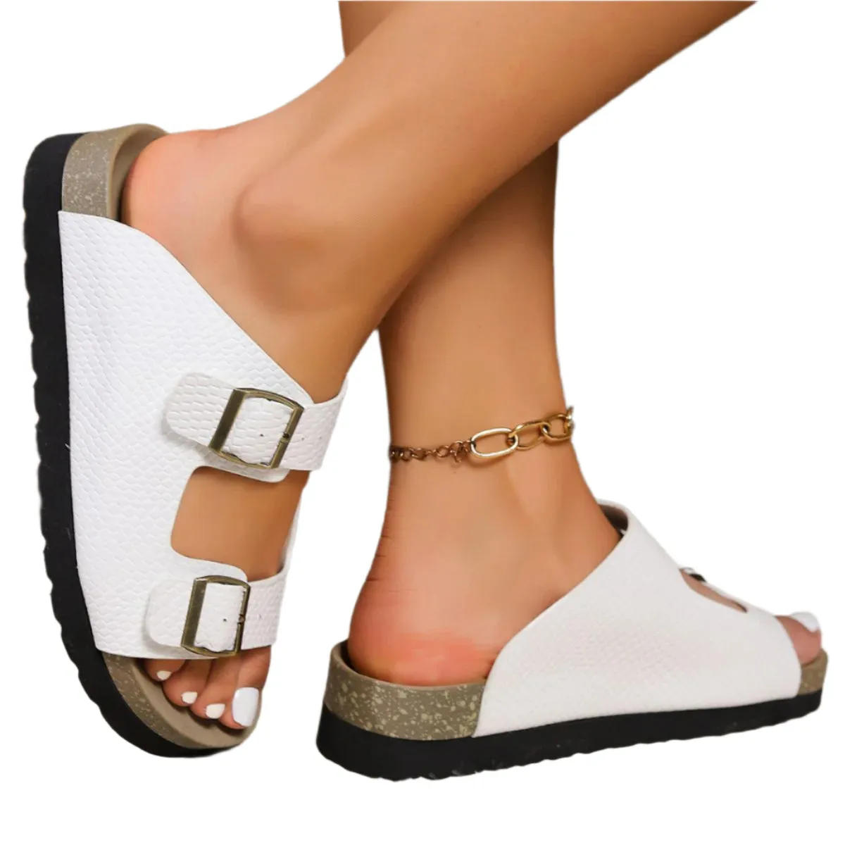 PU Leather Buckle Sandals