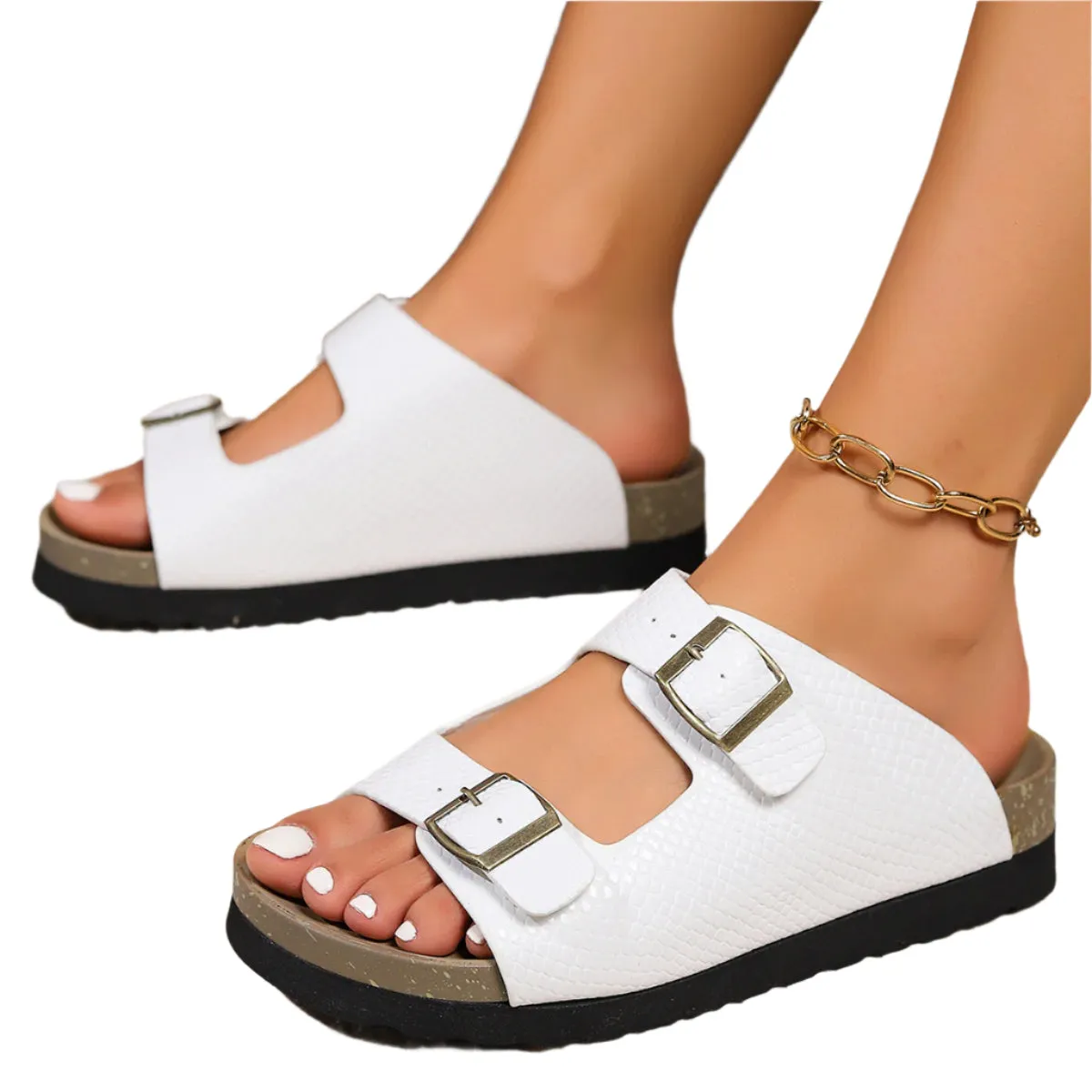 PU Leather Buckle Sandals