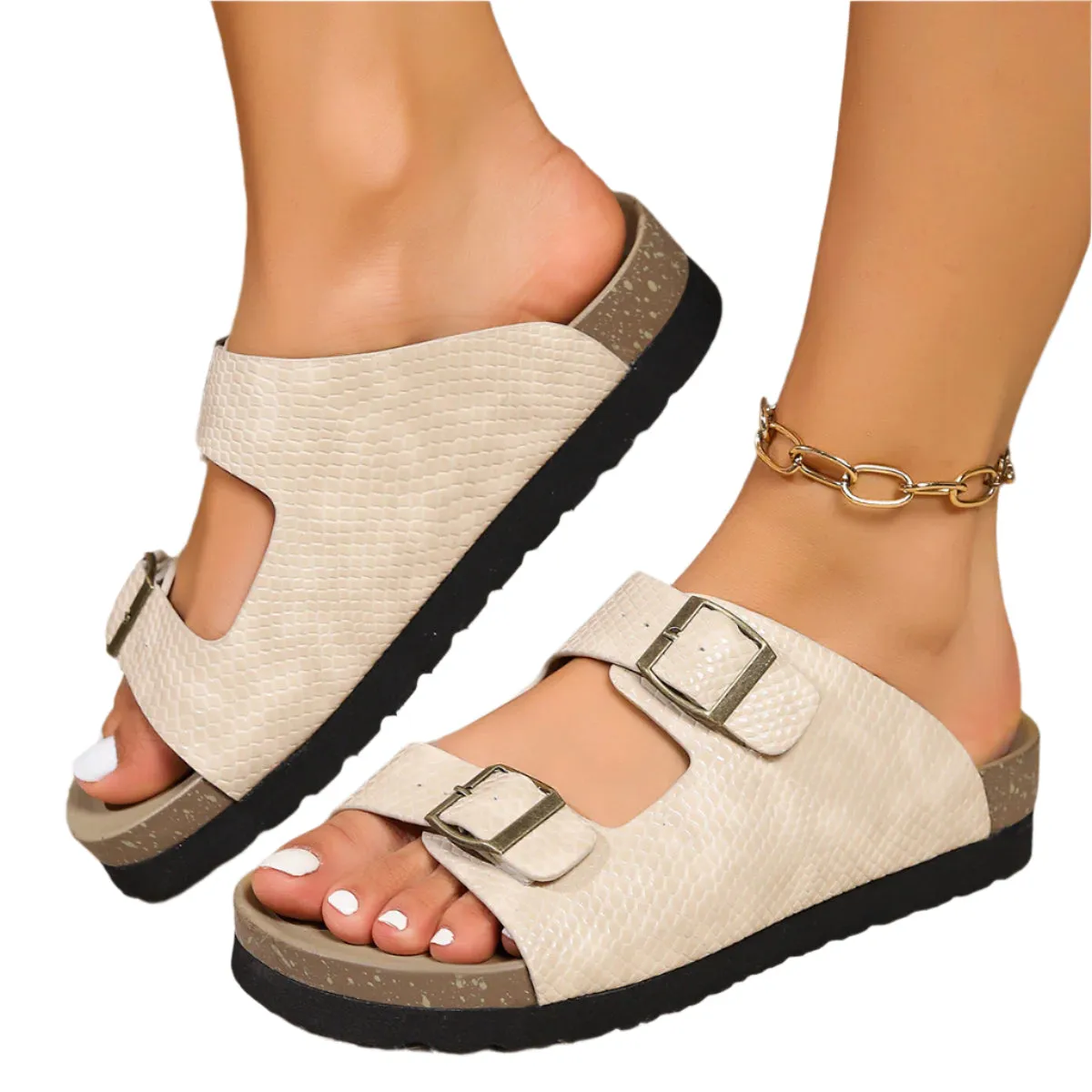 PU Leather Buckle Sandals