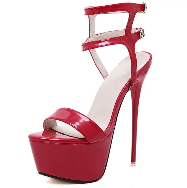 Sexy PU Upper Open Toe Stiletto Heels Shoes PS029