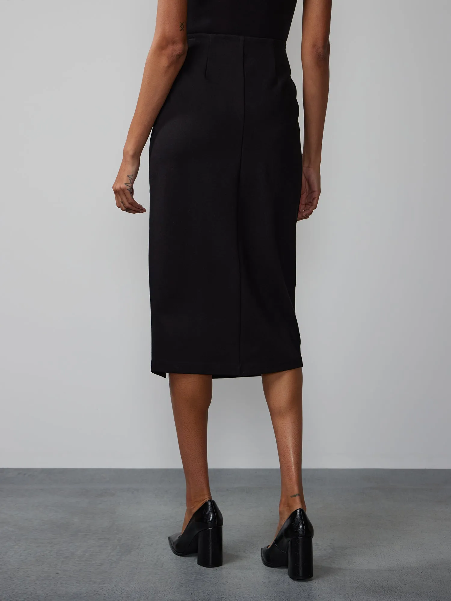 Side Slit Ponte Midi Skirt