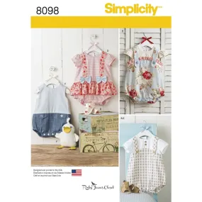 Simplicity Pattern 8098 Babies' Rompers, Sandals, and Stuffed Duck