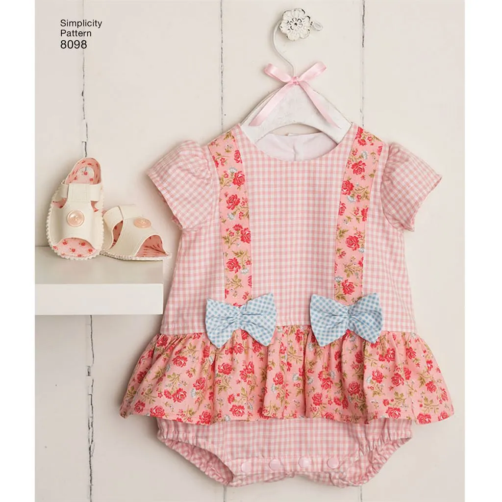 Simplicity Pattern 8098 Babies' Rompers, Sandals, and Stuffed Duck