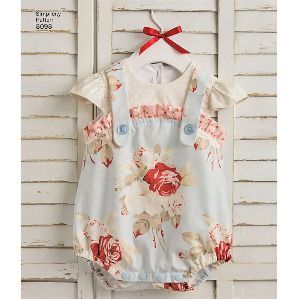 Simplicity Pattern 8098 Babies' Rompers, Sandals, and Stuffed Duck