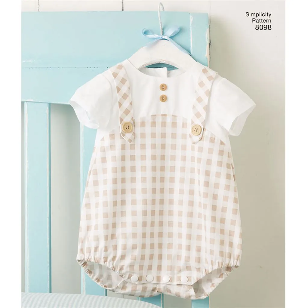 Simplicity Pattern 8098 Babies' Rompers, Sandals, and Stuffed Duck