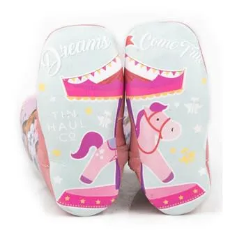 Tin Haul Pink Horses Infant Lil Chestnut & Daisy Carousel Sole Boot 0104