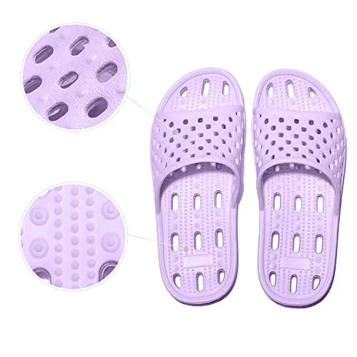 WOTTE Shower Sandals Women Quick Drying Bath Slippers Non Slip Dorm Shoes Size 5.5 Purple