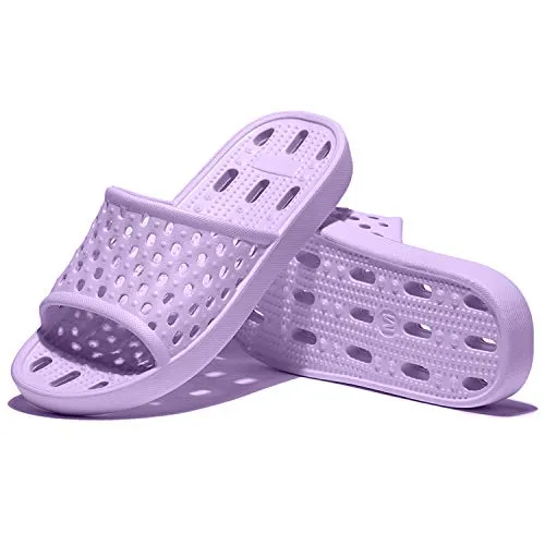 WOTTE Shower Sandals Women Quick Drying Bath Slippers Non Slip Dorm Shoes Size 5.5 Purple